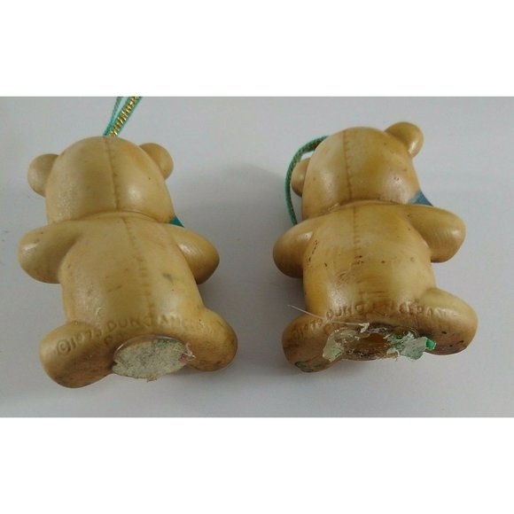 Vintage Christmas Ornaments Lot 1975 Duncan Ceramics Bears 1970s Finial Plastic - Picture 4 of 8